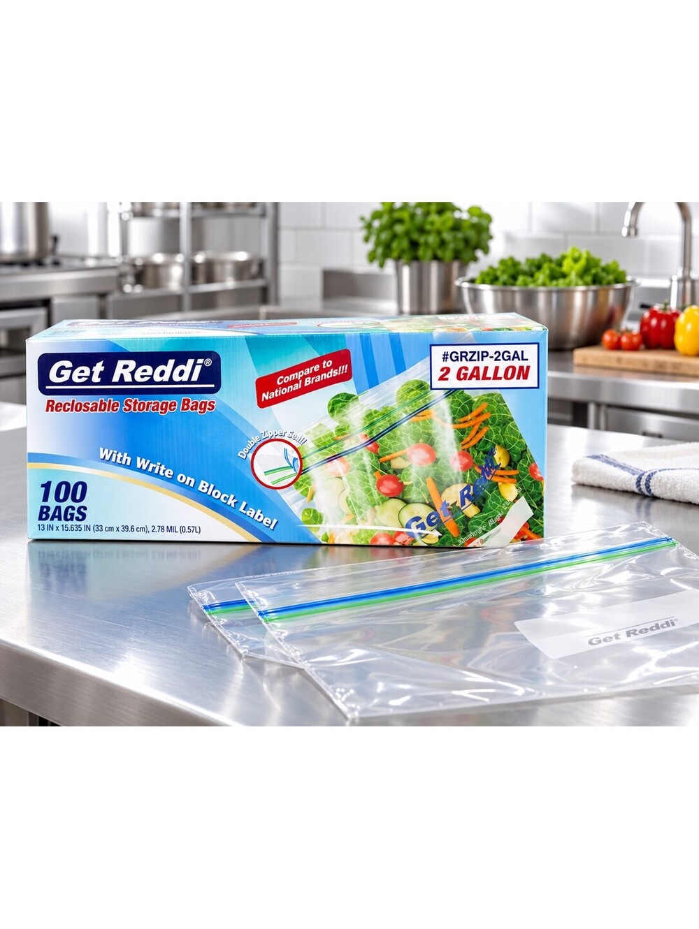 Get Reddi 2 Gallon Reclosable Storage Bags 100 Count Double Zipper Clear